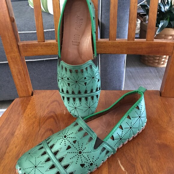 Spring Step Loafers/Shoes Size 8.5 M Fusaro Green Leather Loafers NWOB - Picture 1 of 7